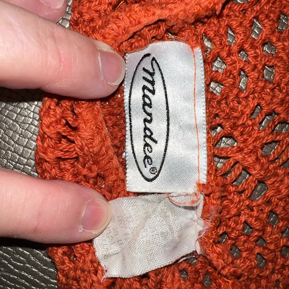 Mandee vintage crochet halter top orange boho hippie size small - Picture 2 of 3